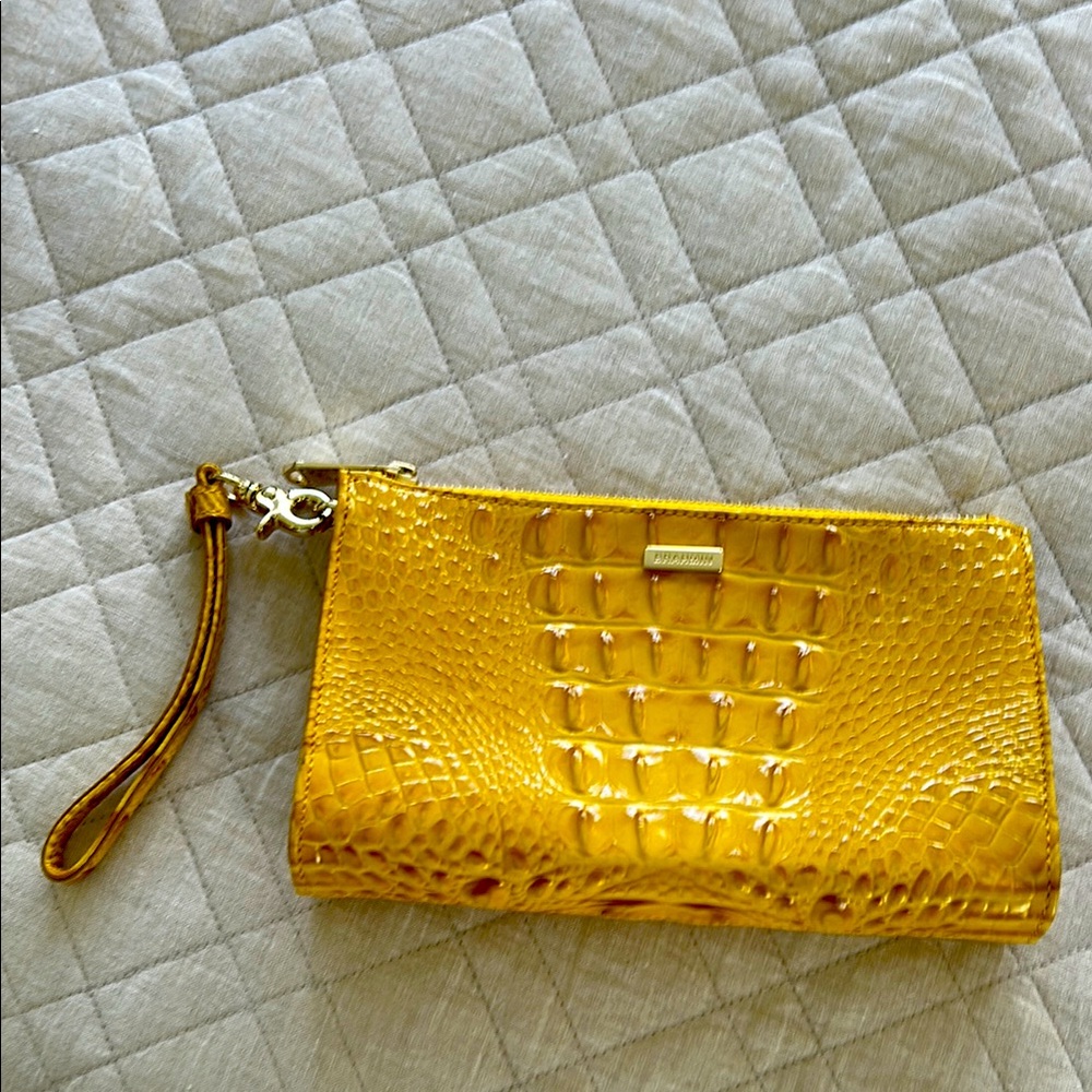 Brahmin Yellow Crocodile Embossed Wristlet